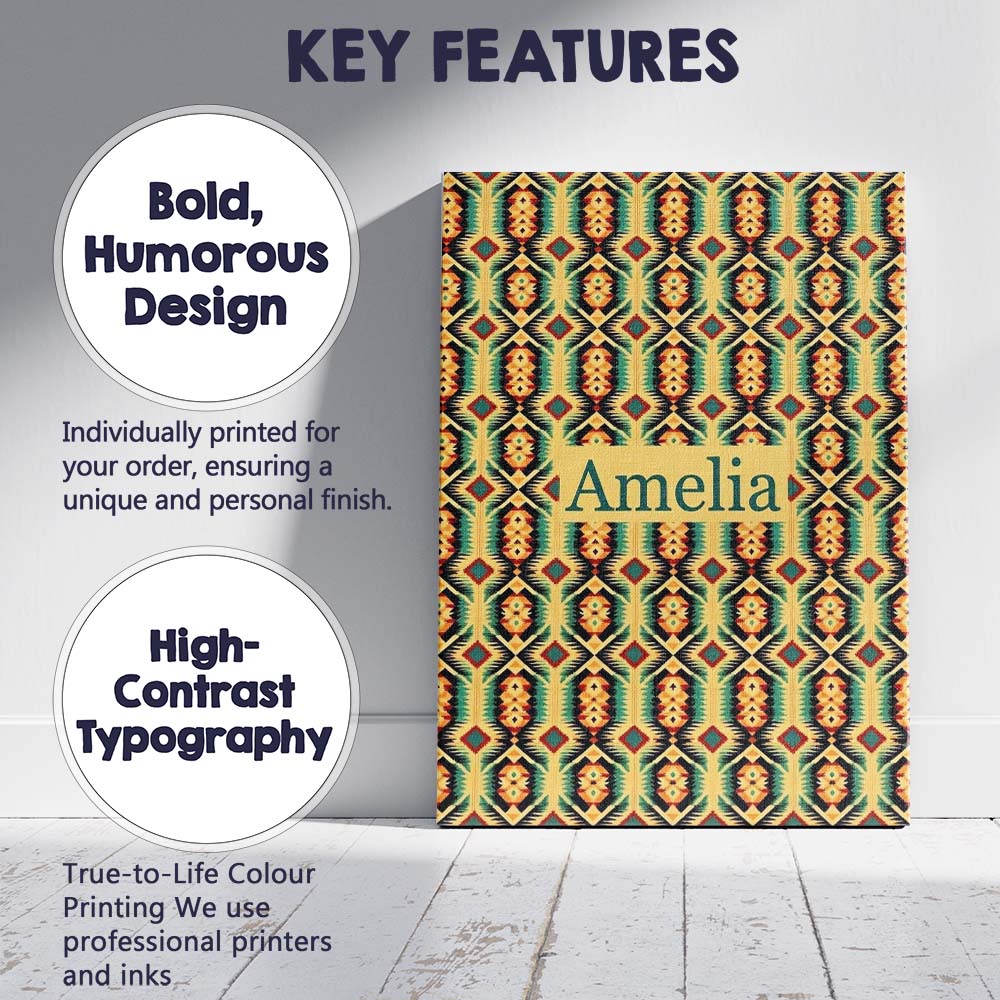 Personalised Name Southwest Inspired Custom Premium Decorative Design Modern Room Accent Canvas Wall Art Print Decor Picture Ready to Hang