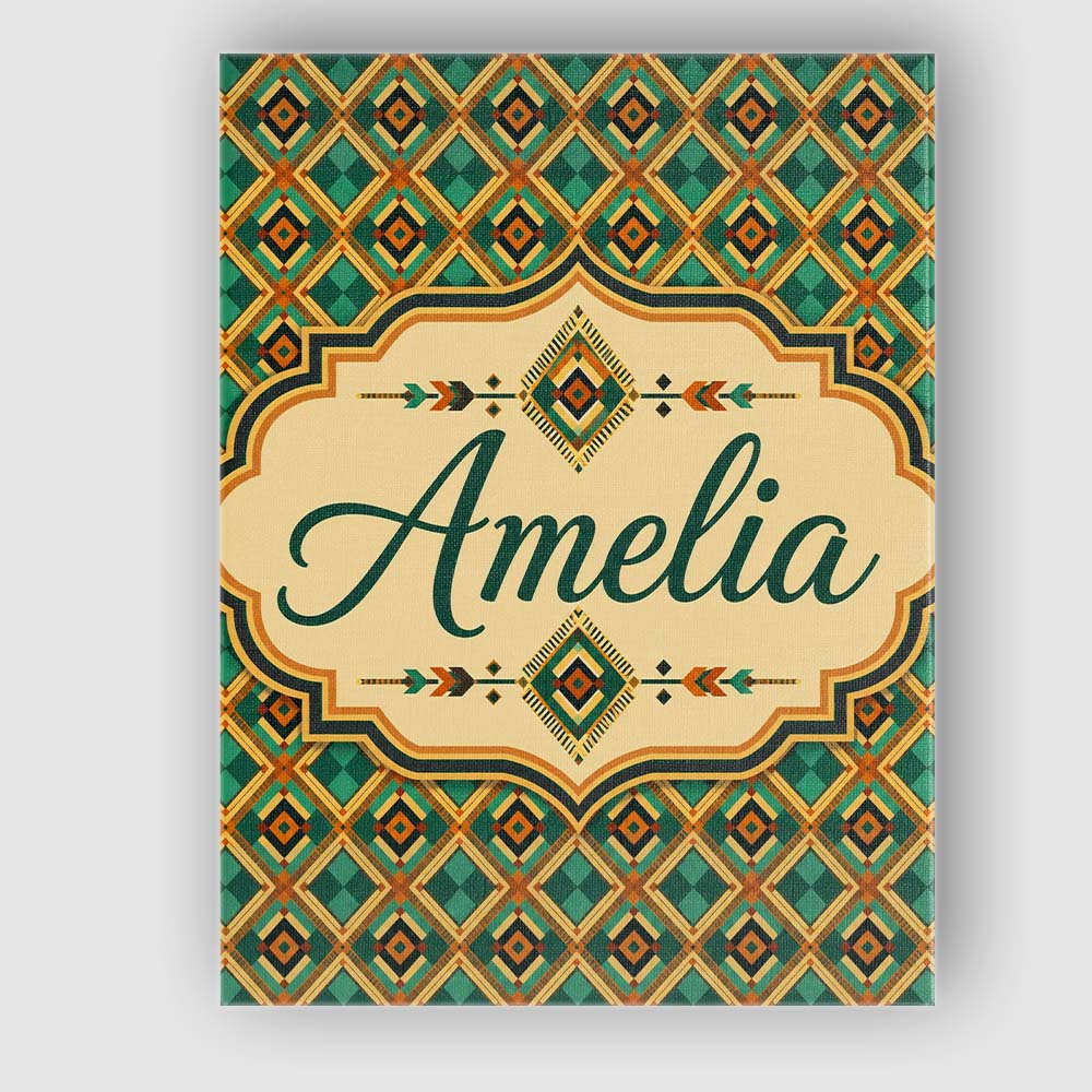 Personalised Name Mid Century Geometric Custom Modern Room Accent Elegant Feature Canvas Wall Art Print Decor Picture Ready to Hang