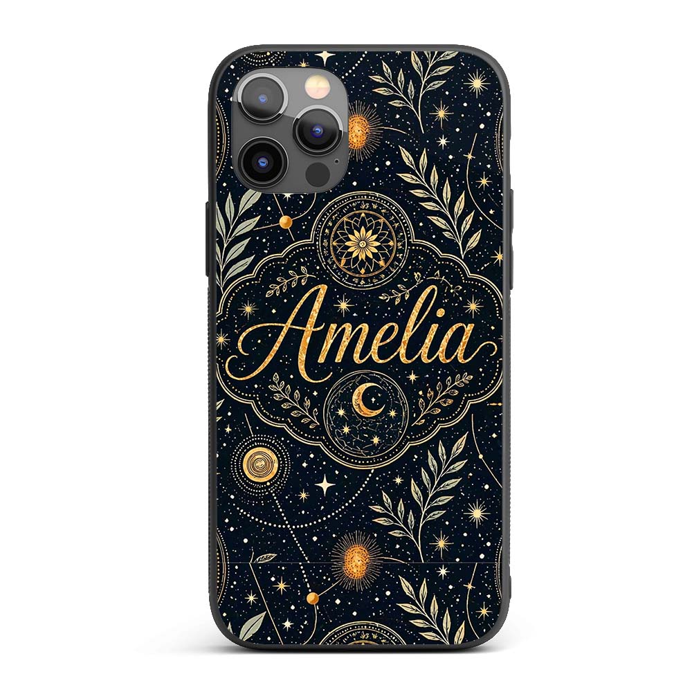 Celestial Zodiac Constellation Botanical Night Custom Name Protective Phone Case Mobile Cover Durable Everyday Smartphone Shock Resistant