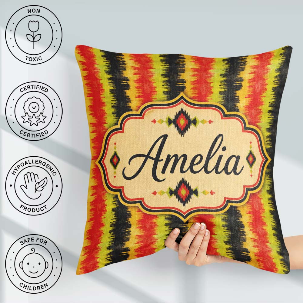 Custom Name Rough Brush Stripe Pattern in Red and Black Seamless Square Filled Cushion Throw Pillow Sofa Bed Home Decor Zip Washable UK Made
