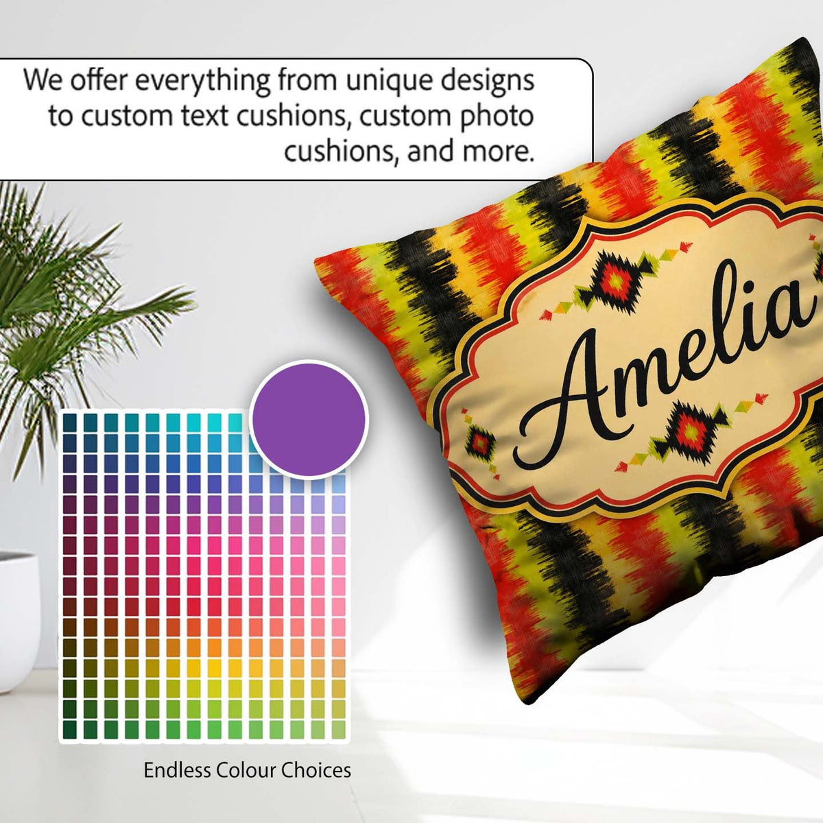 Custom Name Rough Brush Stripe Pattern in Red and Black Seamless Square Filled Cushion Throw Pillow Sofa Bed Home Decor Zip Washable UK Made
