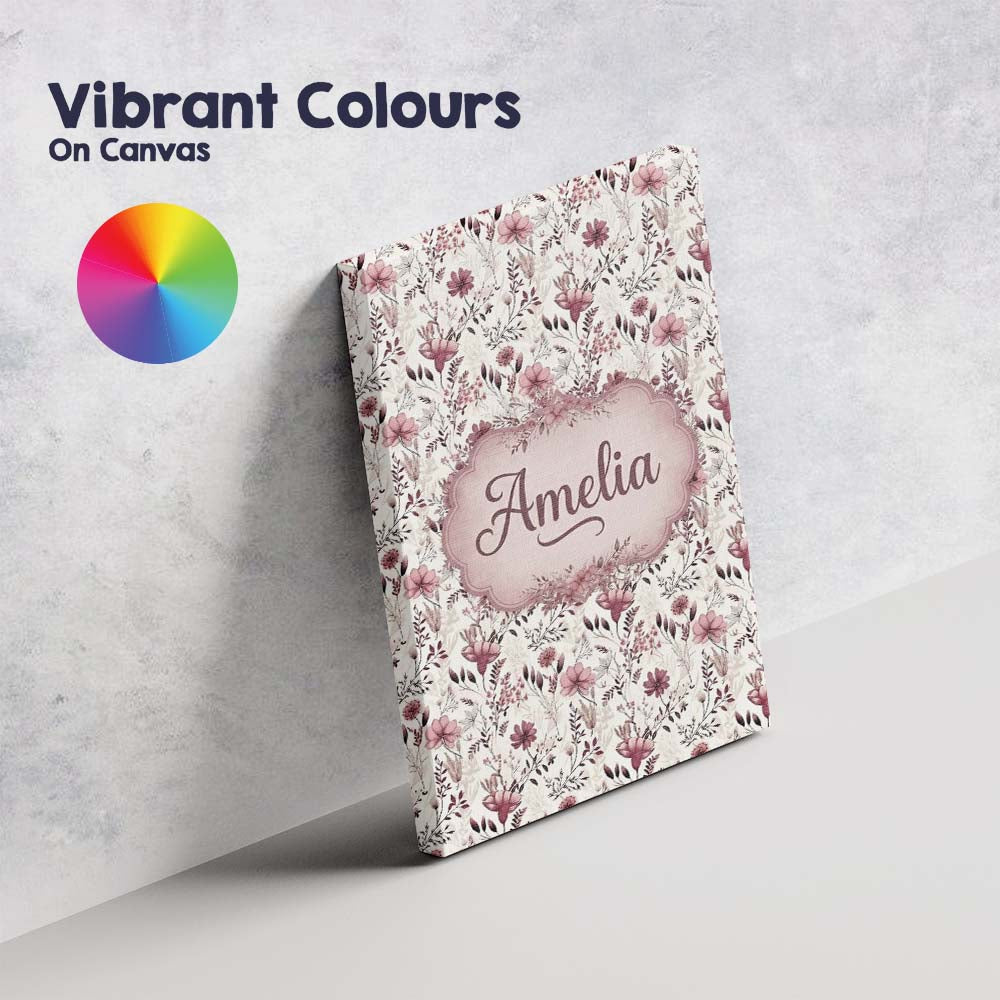 Personalised Name Autumn Botanical Floral Custom Unique Gift Idea Elegant Feature Canvas Wall Art Print Decor Picture Ready to Hang