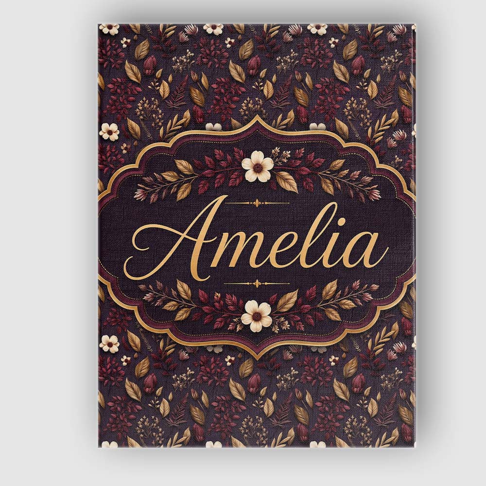 Personalised Name Dark Burgundy and Gold Custom Unique Gift Idea Elegant Feature Canvas Wall Art Print Decor Picture Ready to Hang