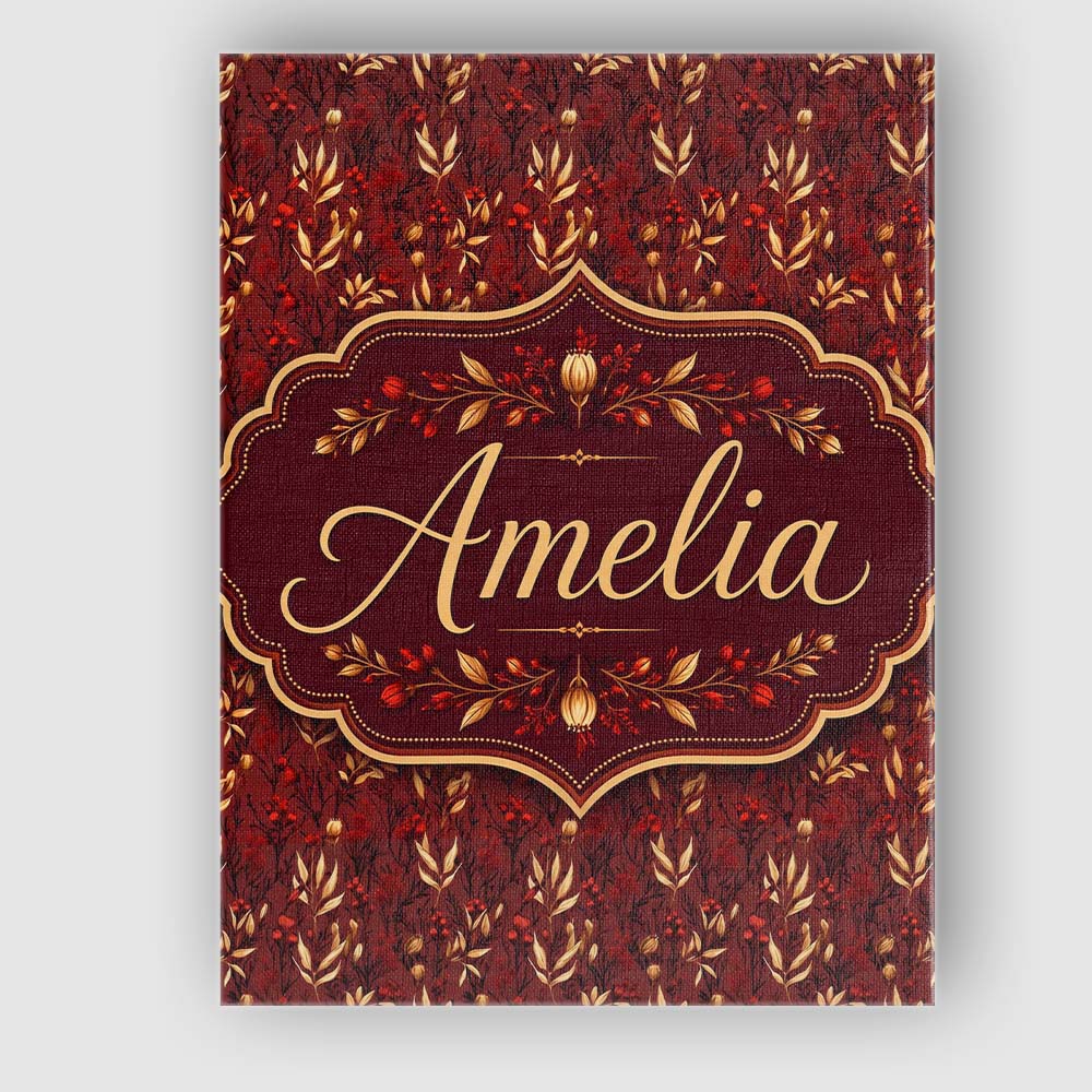 Personalised Name Rich Red and Gold Autumn Custom Unique Gift Idea Elegant Feature Canvas Wall Art Print Decor Picture Ready to Hang