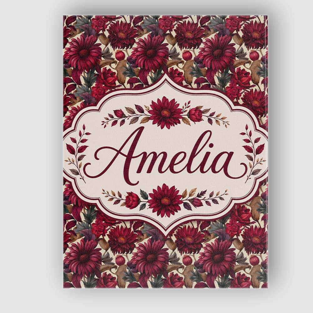 Personalised Name Bold Red Dahlia Floral Custom Unique Gift Idea Elegant Feature Canvas Wall Art Print Decor Picture Ready to Hang