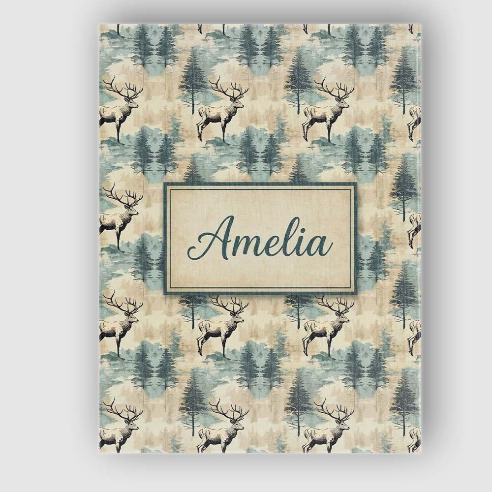 Personalised Name Elegant Deer in Misty Custom Unique Gift Idea Modern Room Accent Canvas Wall Art Print Decor Picture Ready to Hang