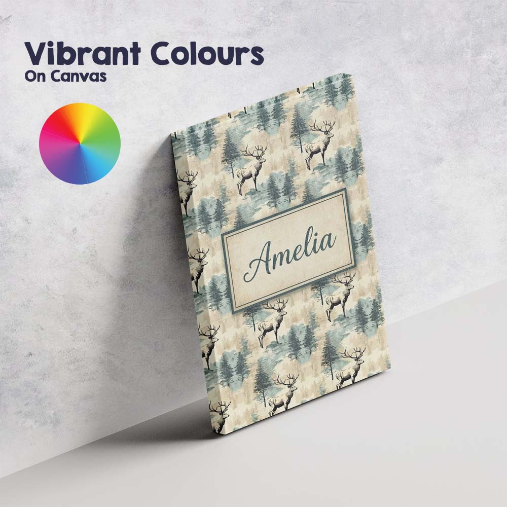 Personalised Name Elegant Deer in Misty Custom Unique Gift Idea Modern Room Accent Canvas Wall Art Print Decor Picture Ready to Hang