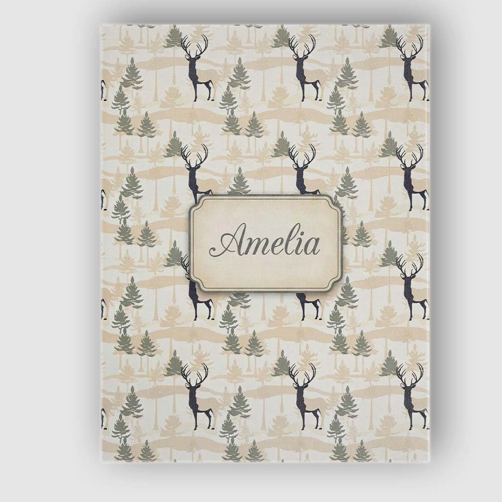 Personalised Name Minimal Deer Silhouette Custom Unique Gift Idea Elegant Feature Canvas Wall Art Print Decor Picture Ready to Hang