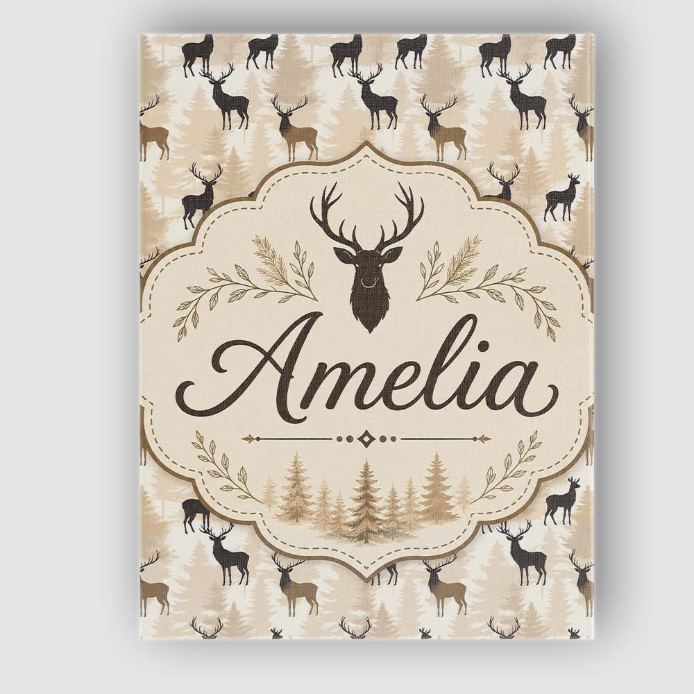 Personalised Name Modern Deer Silhouette Custom Unique Gift Idea Elegant Feature Canvas Wall Art Print Decor Picture Ready to Hang