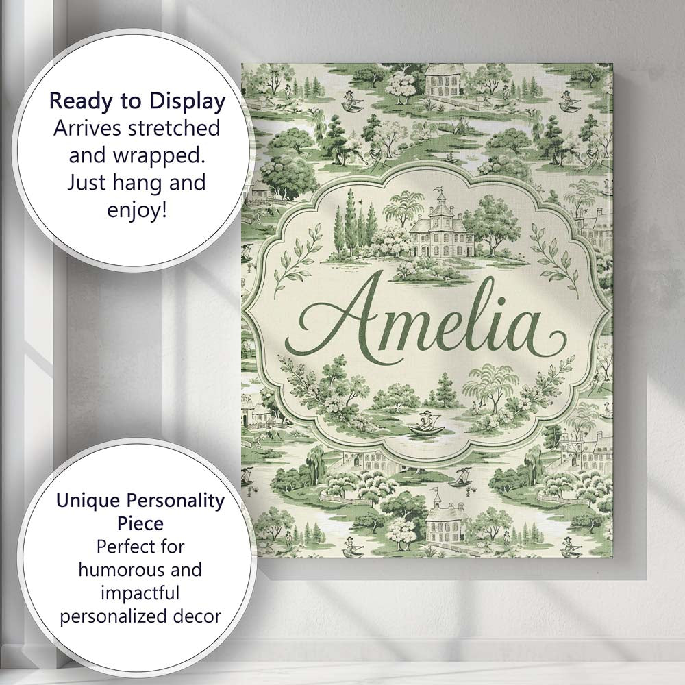 Personalised Name Elegant Countryside Custom Modern Room Accent Creative Decorator Style Canvas Wall Art Print Decor Picture Ready to Hang