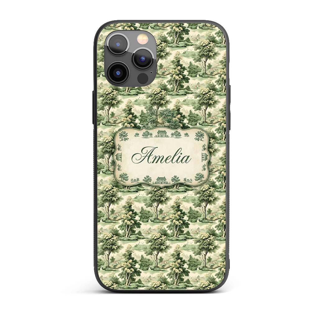 Vintage Botanical Garden with Architecture Scenic Custom Name Protective Phone Case Mobile Cover Durable Everyday Smartphone Shock Resistant