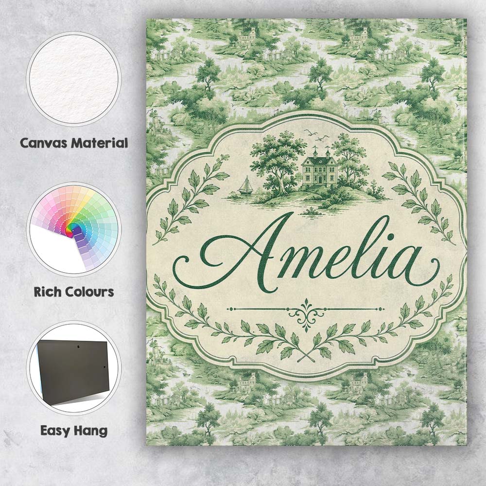 Personalised Name Soft Green Countryside Custom Unique Gift Idea Elegant Feature Canvas Wall Art Print Decor Picture Ready to Hang