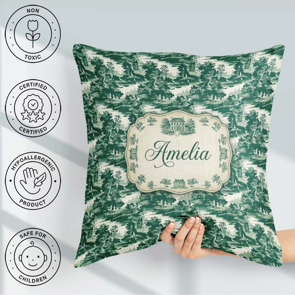Custom Name Dark Romantic Landscape with Figures Scenic Seamless Square Filled Cushion Throw Pillow Sofa Bed Home Decor Zip Washable UK Made