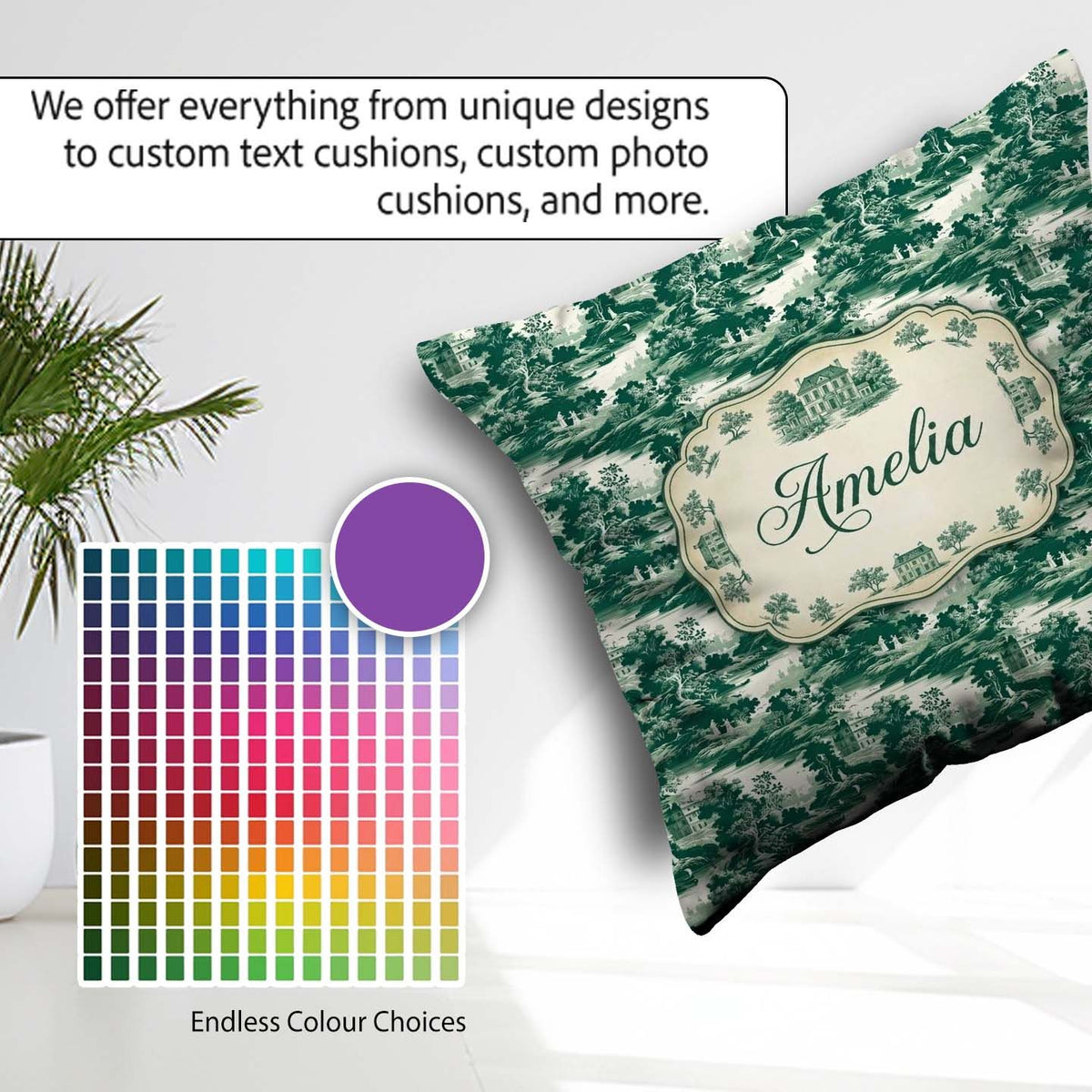 Custom Name Dark Romantic Landscape with Figures Scenic Seamless Square Filled Cushion Throw Pillow Sofa Bed Home Decor Zip Washable UK Made