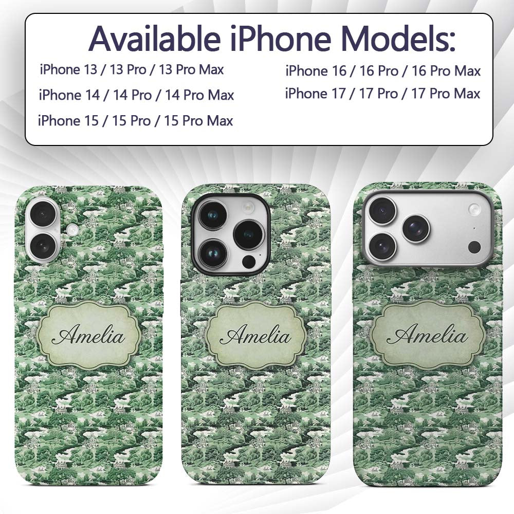 Bright Green Pastoral Hillside Village Scenic Custom Name Protective Phone Case Mobile Cover Durable Everyday Smartphone Shock Resistant