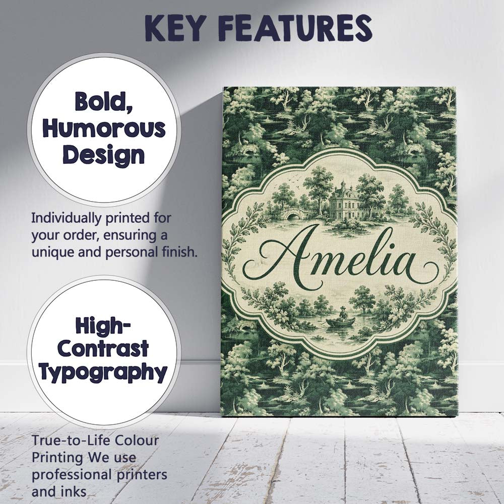 Personalised Name Mystical Woodland River Custom Unique Gift Idea Elegant Feature Canvas Wall Art Print Decor Picture Ready to Hang