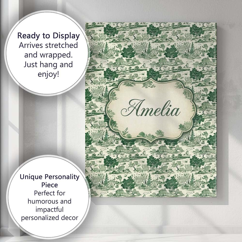 Personalised Name Elegant Garden Estate Custom Unique Gift Idea Modern Room Accent Canvas Wall Art Print Decor Picture Ready to Hang
