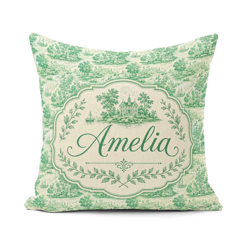 Custom Name Classic Garden Landscape with Villas Scenic Seamless Square Filled Cushion Throw Pillow Sofa Bed Home Decor Zip Washable UK Made