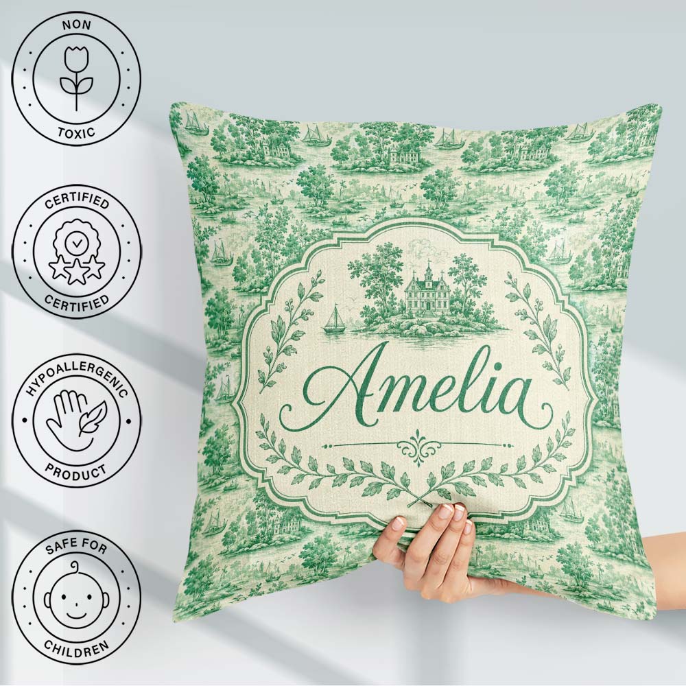 Custom Name Classic Garden Landscape with Villas Scenic Seamless Square Filled Cushion Throw Pillow Sofa Bed Home Decor Zip Washable UK Made