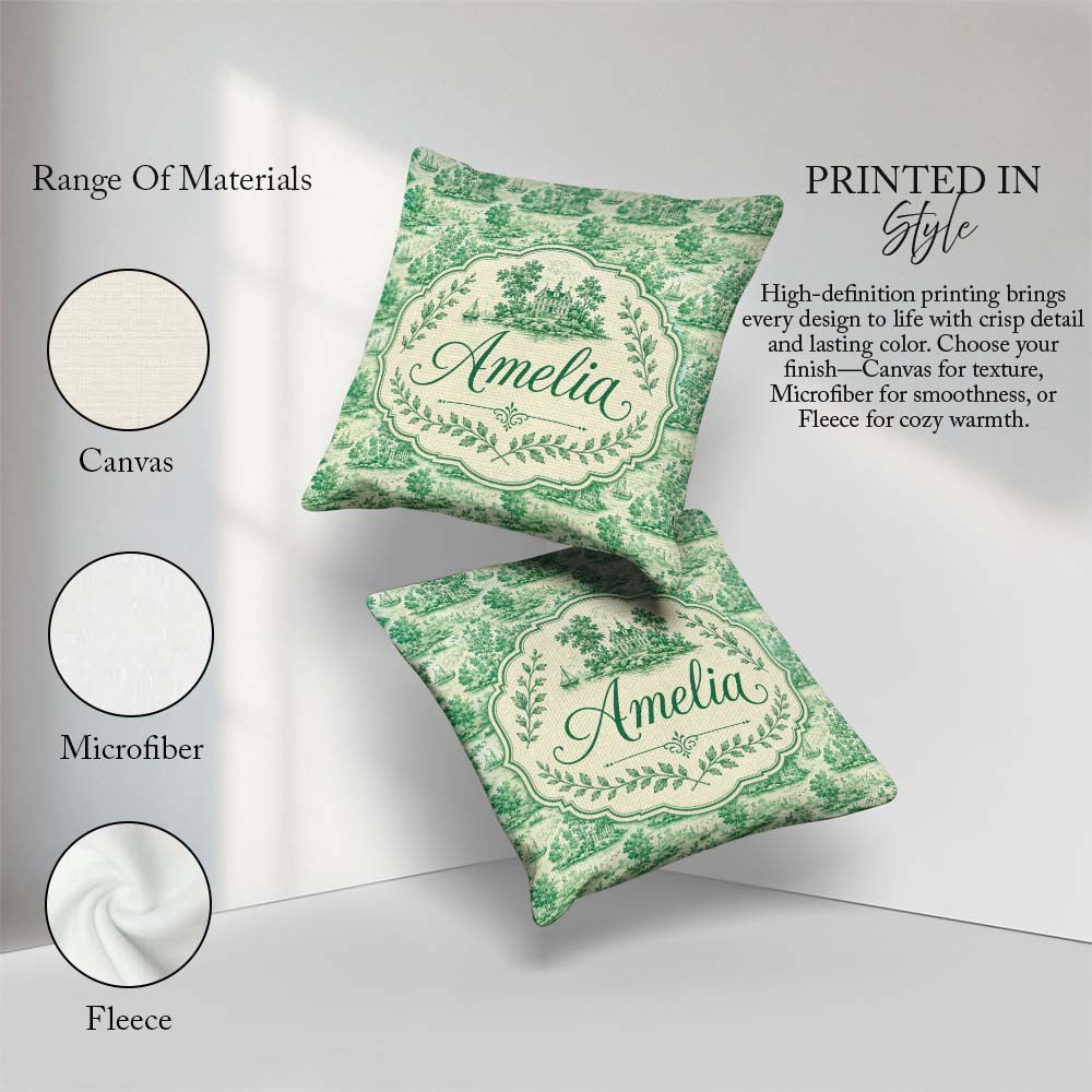 Custom Name Classic Garden Landscape with Villas Scenic Seamless Square Filled Cushion Throw Pillow Sofa Bed Home Decor Zip Washable UK Made