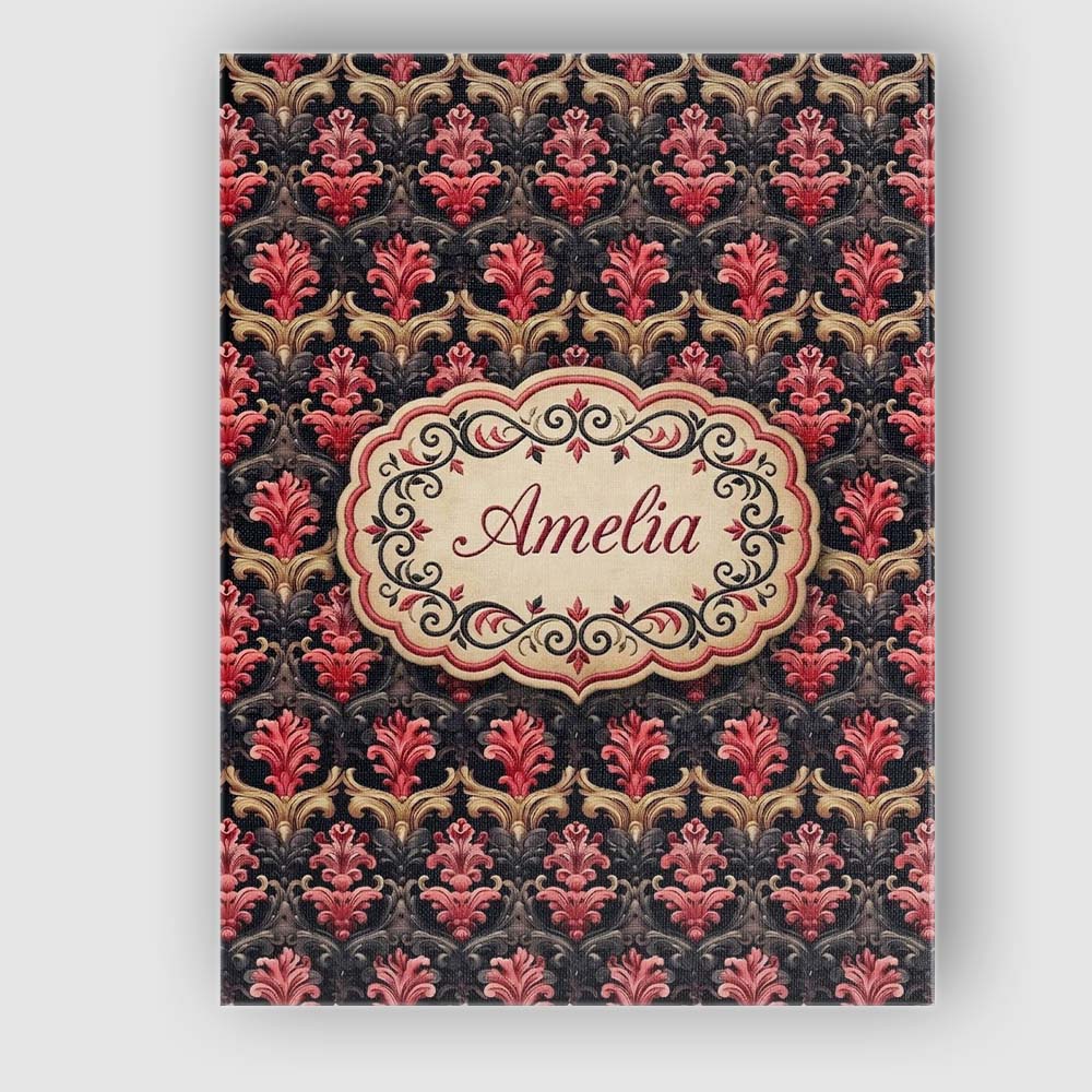 Personalised Name Luxury Red Gold Ornate Custom Unique Gift Idea Elegant Feature Canvas Wall Art Print Decor Picture Ready to Hang