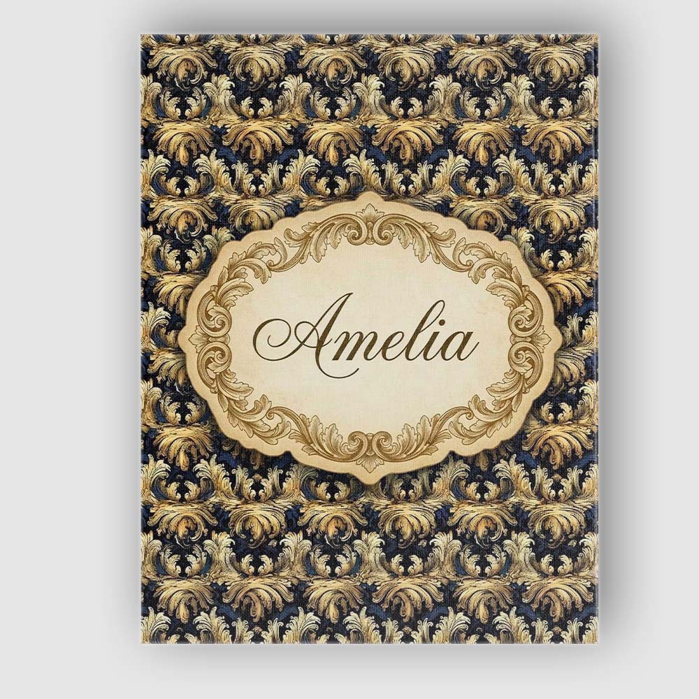 Personalised Name Royal Blue Gold Luxury Custom Unique Gift Idea Elegant Feature Canvas Wall Art Print Decor Picture Ready to Hang