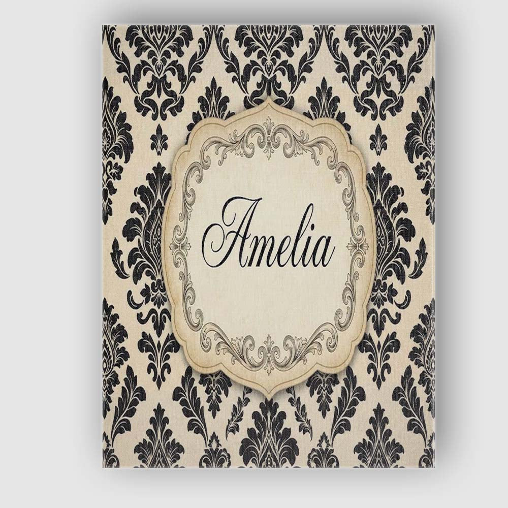 Personalised Name Classic Cream Black Custom Modern Room Accent Creative Decorator Style Canvas Wall Art Print Decor Picture Ready to Hang