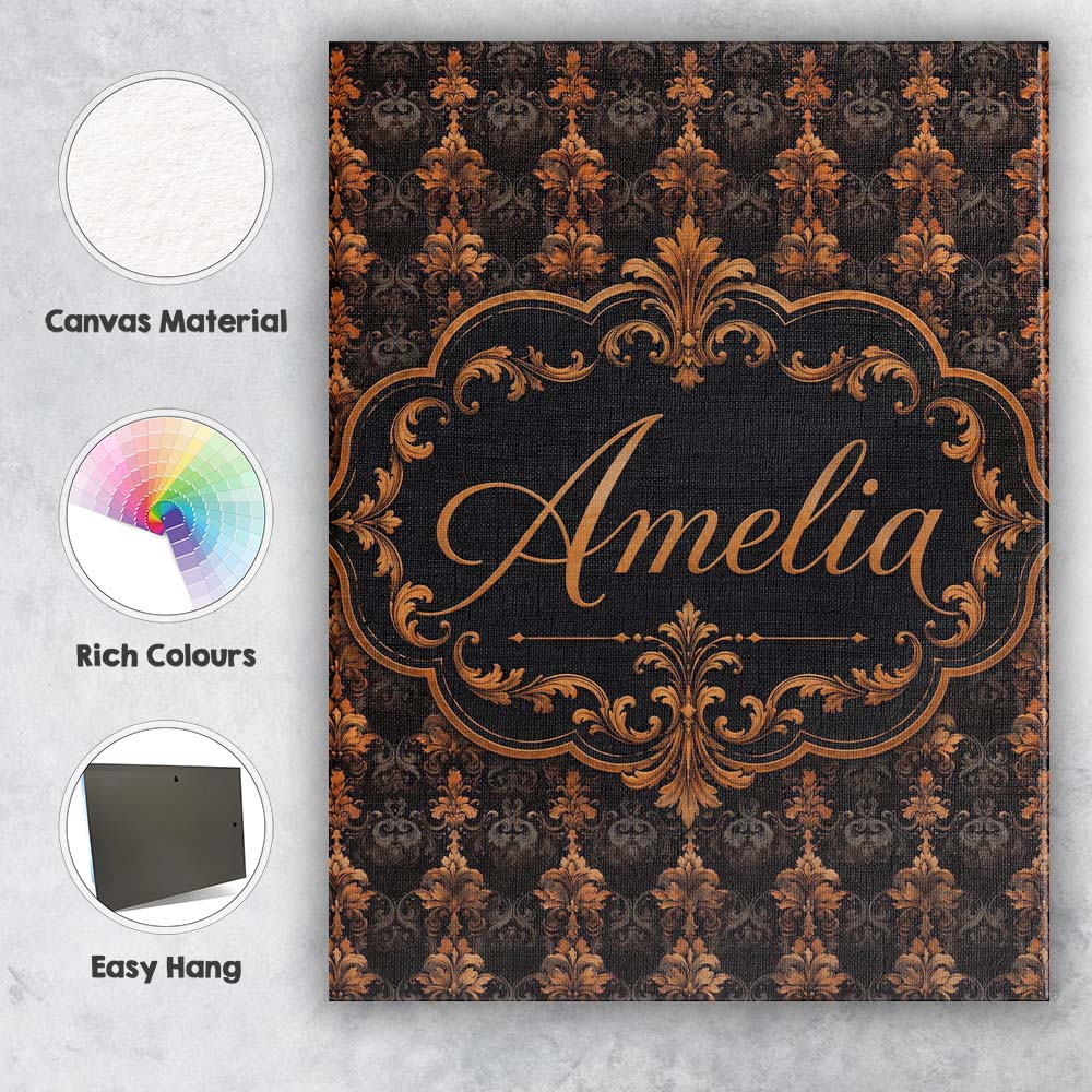 Personalised Name Rich Brown Bronze Vertical Custom Bespoke Contemporary Display Canvas Wall Art Print Decor Picture Ready to Hang