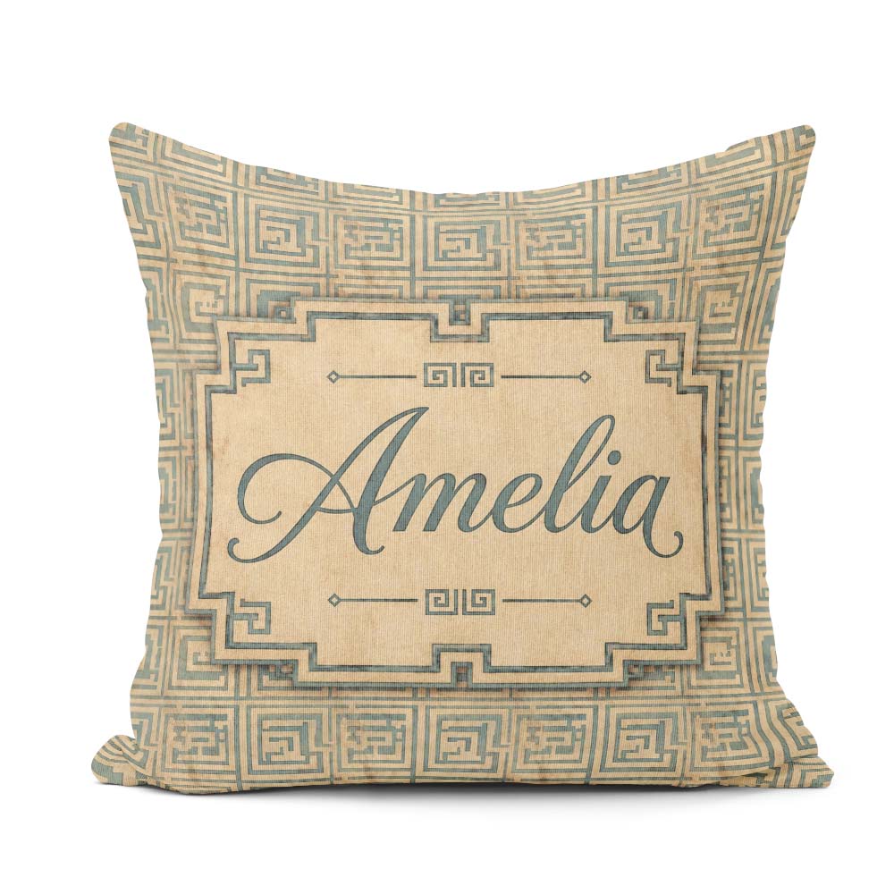 Custom Name Soft Beige Minimal Square Geometric Seamless Pattern Square Filled Cushion Throw Pillow Sofa Bed Home Decor Zip Washable UK Made