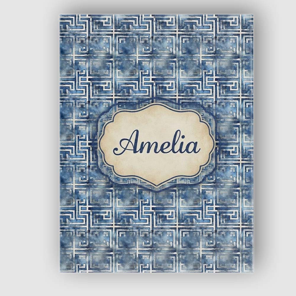 Personalised Name Blue Watercolour Abstract Custom Bespoke Interior Contemporary Canvas Wall Art Print Decor Picture Ready to Hang