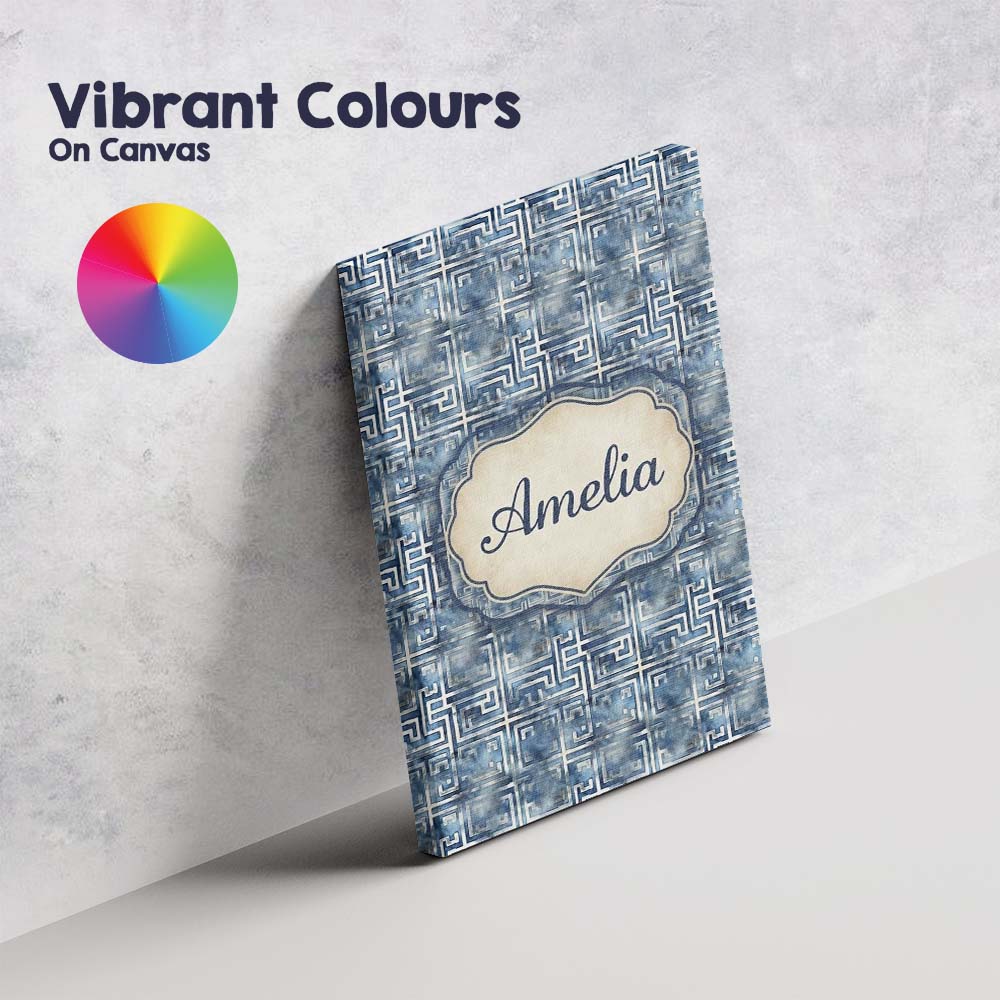 Personalised Name Blue Watercolour Abstract Custom Bespoke Interior Contemporary Canvas Wall Art Print Decor Picture Ready to Hang