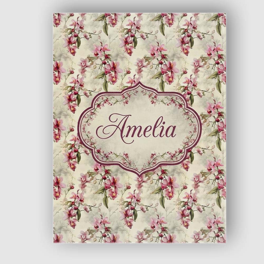 Personalised Name Soft Pink Orchid Floral Custom Unique Gift Idea Elegant Feature Canvas Wall Art Print Decor Picture Ready to Hang
