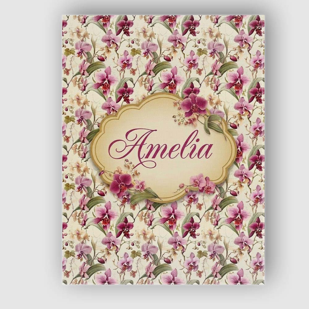 Personalised Name Blush Pink Orchid Floral Custom Unique Gift Idea Elegant Feature Canvas Wall Art Print Decor Picture Ready to Hang