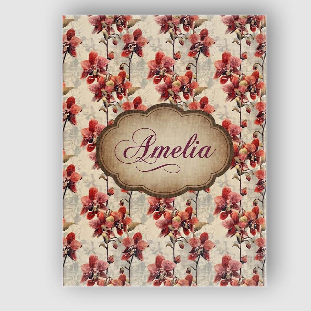 Personalised Name Deep Red Orchid Floral Custom Unique Gift Idea Elegant Feature Canvas Wall Art Print Decor Picture Ready to Hang