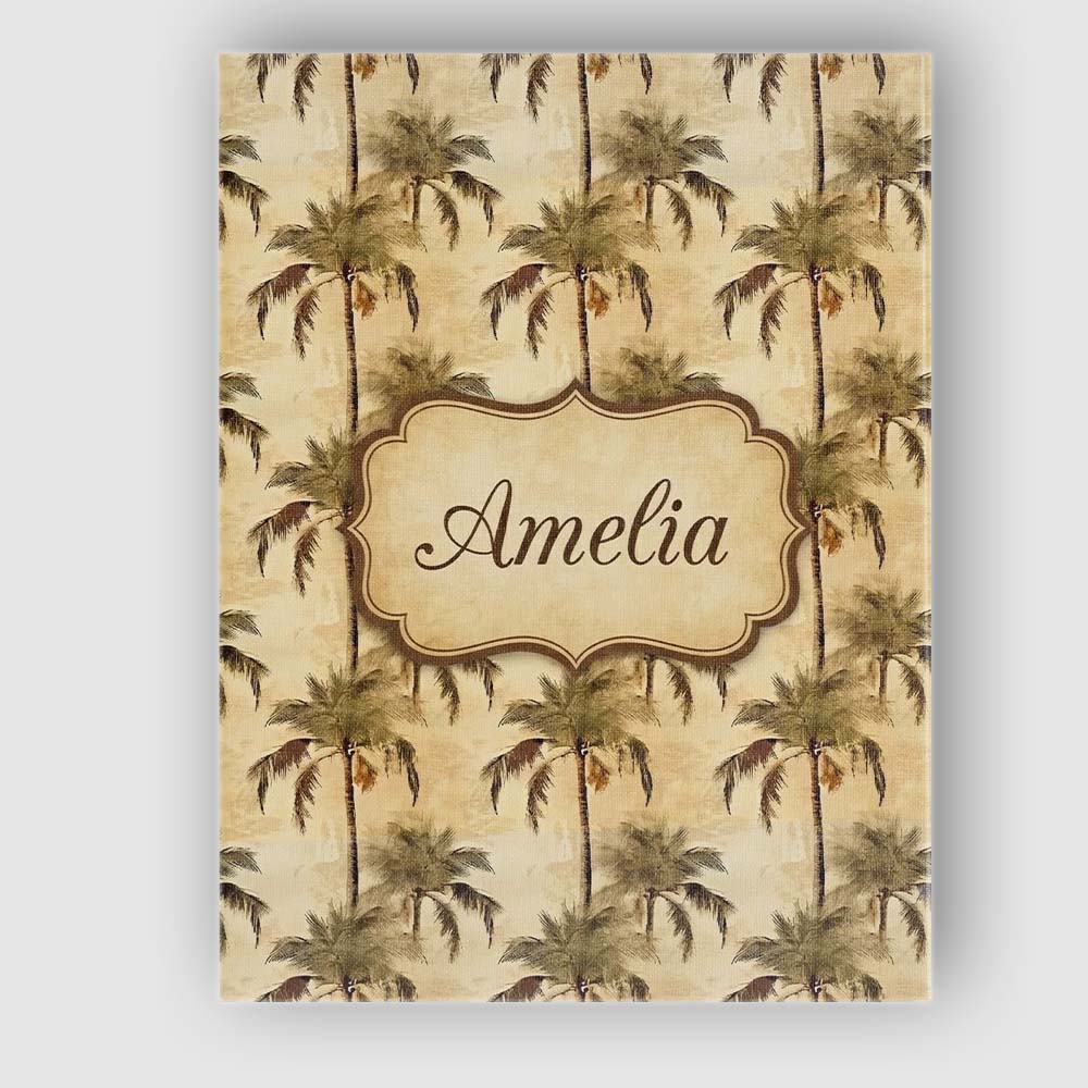 Personalised Name Tropical Palm Tree Custom Premium Decorative Design Modern Room Accent Canvas Wall Art Print Decor Picture Ready to Hang