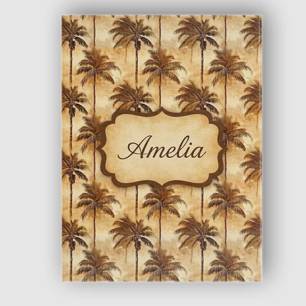Personalised Name Classic Brown Palm Tree Custom Unique Gift Idea Elegant Feature Canvas Wall Art Print Decor Picture Ready to Hang