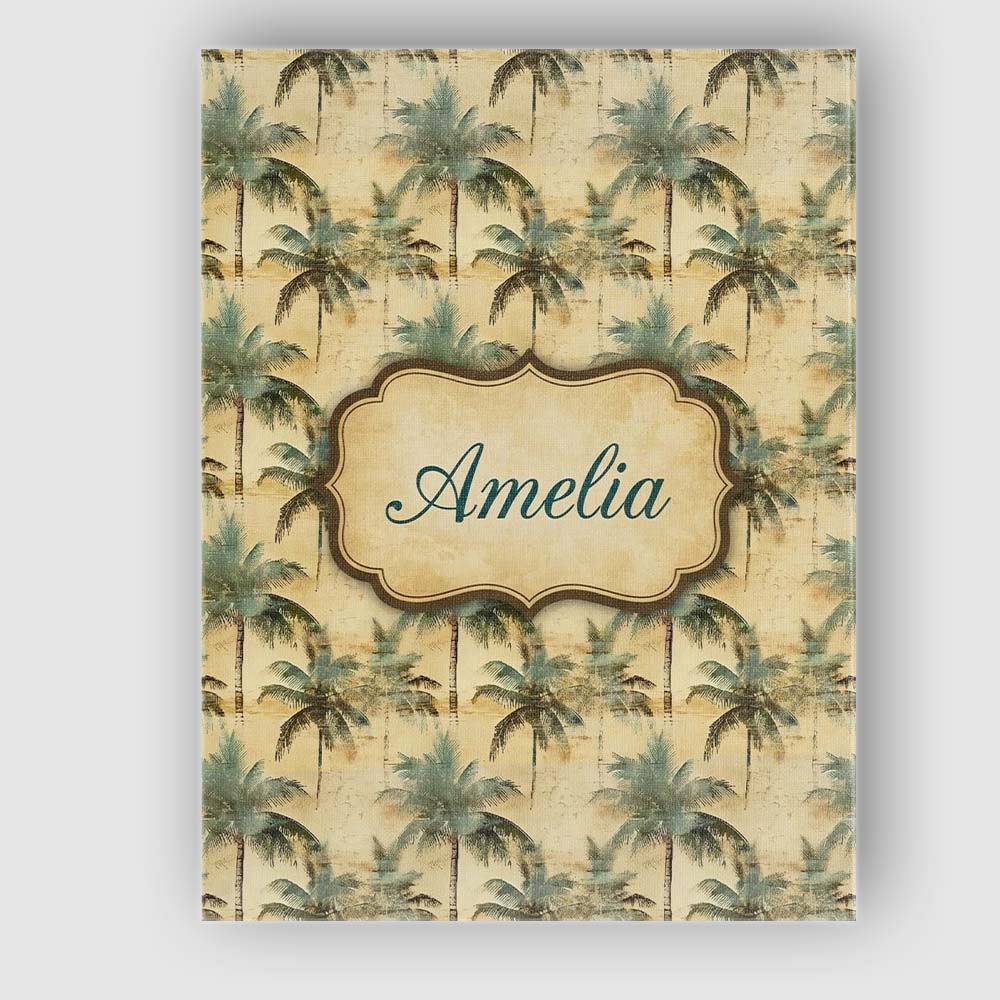 Personalised Name Soft Green Tropical Palm Custom Unique Gift Idea Elegant Feature Canvas Wall Art Print Decor Picture Ready to Hang