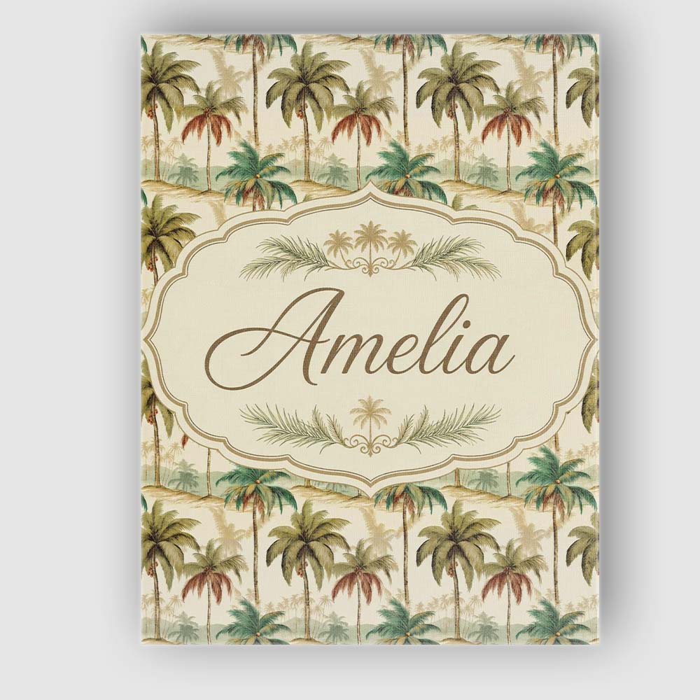 Personalised Name Soft Tropical Palm Custom Premium Decorative Design Modern Room Accent Canvas Wall Art Print Decor Picture Ready to Hang
