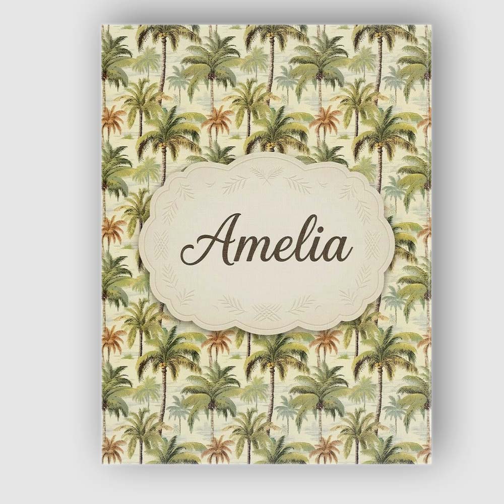 Personalised Name Soft Coastal Palm Tree Custom Unique Gift Idea Elegant Feature Canvas Wall Art Print Decor Picture Ready to Hang