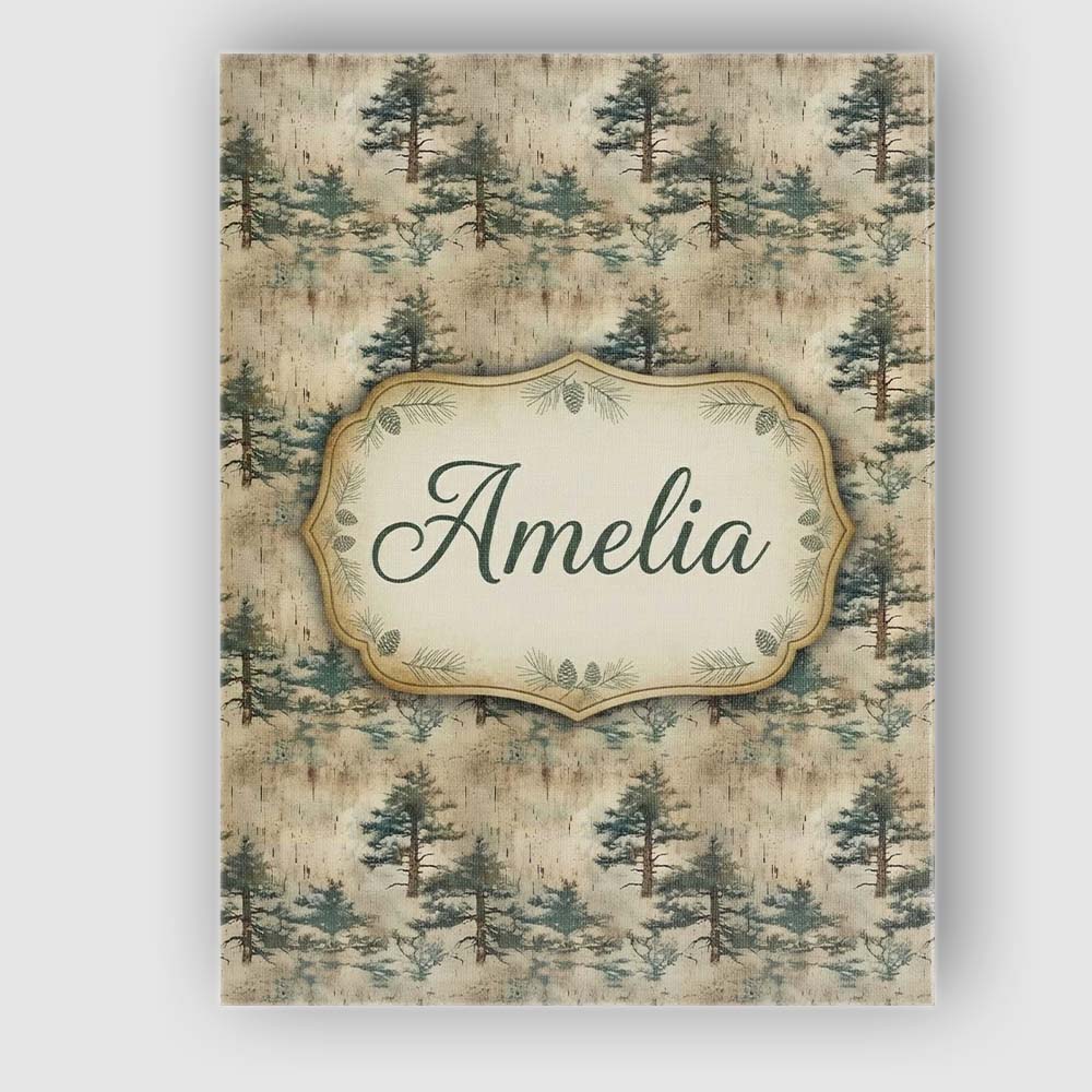 Personalised Name Rustic Pine Tree Landscape Custom Bespoke Contemporary Display Canvas Wall Art Print Decor Picture Ready to Hang