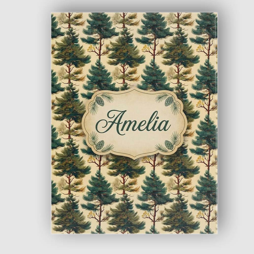 Personalised Name Detailed Evergreen Pine Custom Unique Gift Idea Elegant Feature Canvas Wall Art Print Decor Picture Ready to Hang