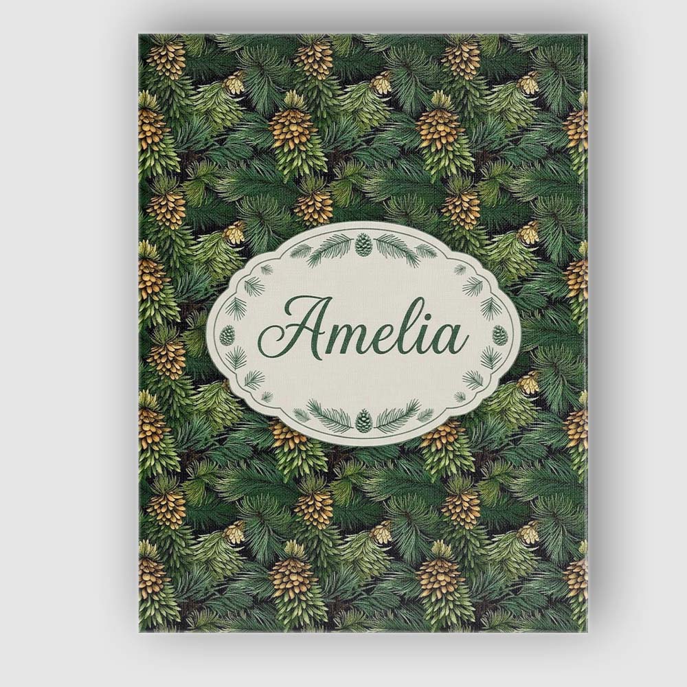 Personalised Name Lush Pine Cone Foliage Custom Unique Gift Idea Elegant Feature Canvas Wall Art Print Decor Picture Ready to Hang