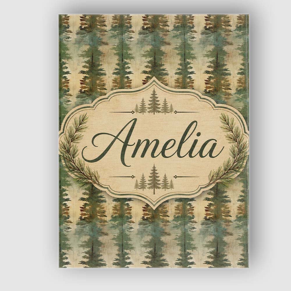 Personalised Name Abstract Forest Pine Tree Custom Bespoke Interior Contemporary Canvas Wall Art Print Decor Picture Ready to Hang