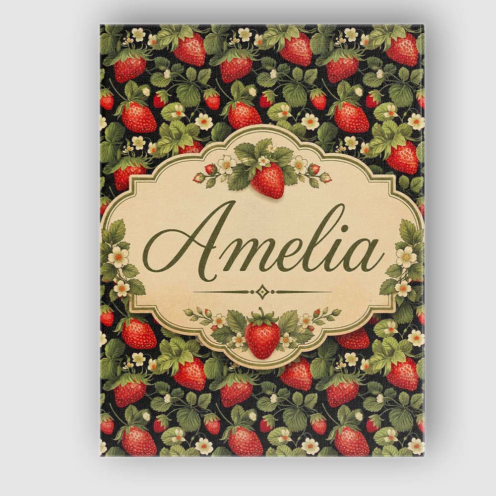Personalised Name Wild Strawberry Fruit Custom Modern Room Accent Elegant Feature Canvas Wall Art Print Decor Picture Ready to Hang