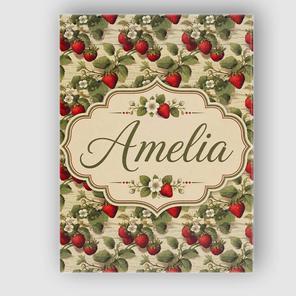 Personalised Name Classic Strawberry Custom Premium Decorative Design Modern Room Accent Canvas Wall Art Print Decor Picture Ready to Hang