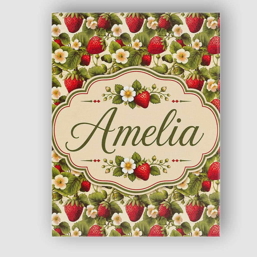 Personalised Name Classic Strawberry Garden Custom Bespoke Interior Contemporary Canvas Wall Art Print Decor Picture Ready to Hang