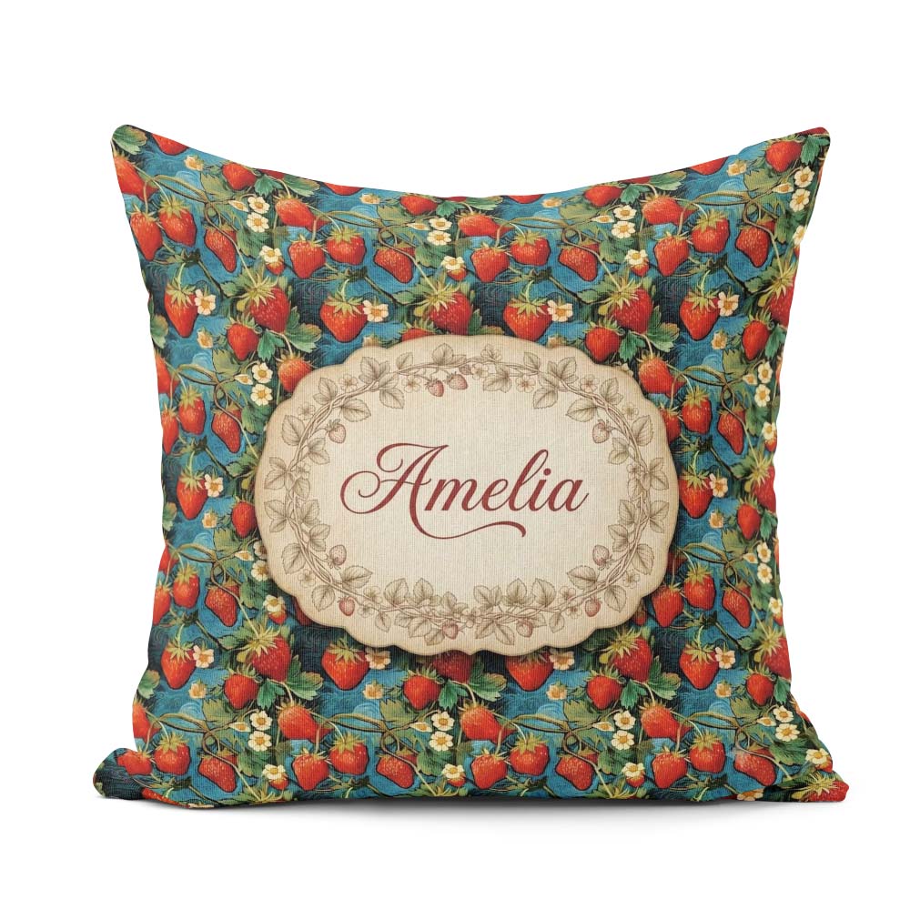 Custom Name Artistic Vine Blue Swirl Seamless Pattern Name Cute Square Filled Cushion Throw Pillow Sofa Bed Home Decor Zip Washable UK Made