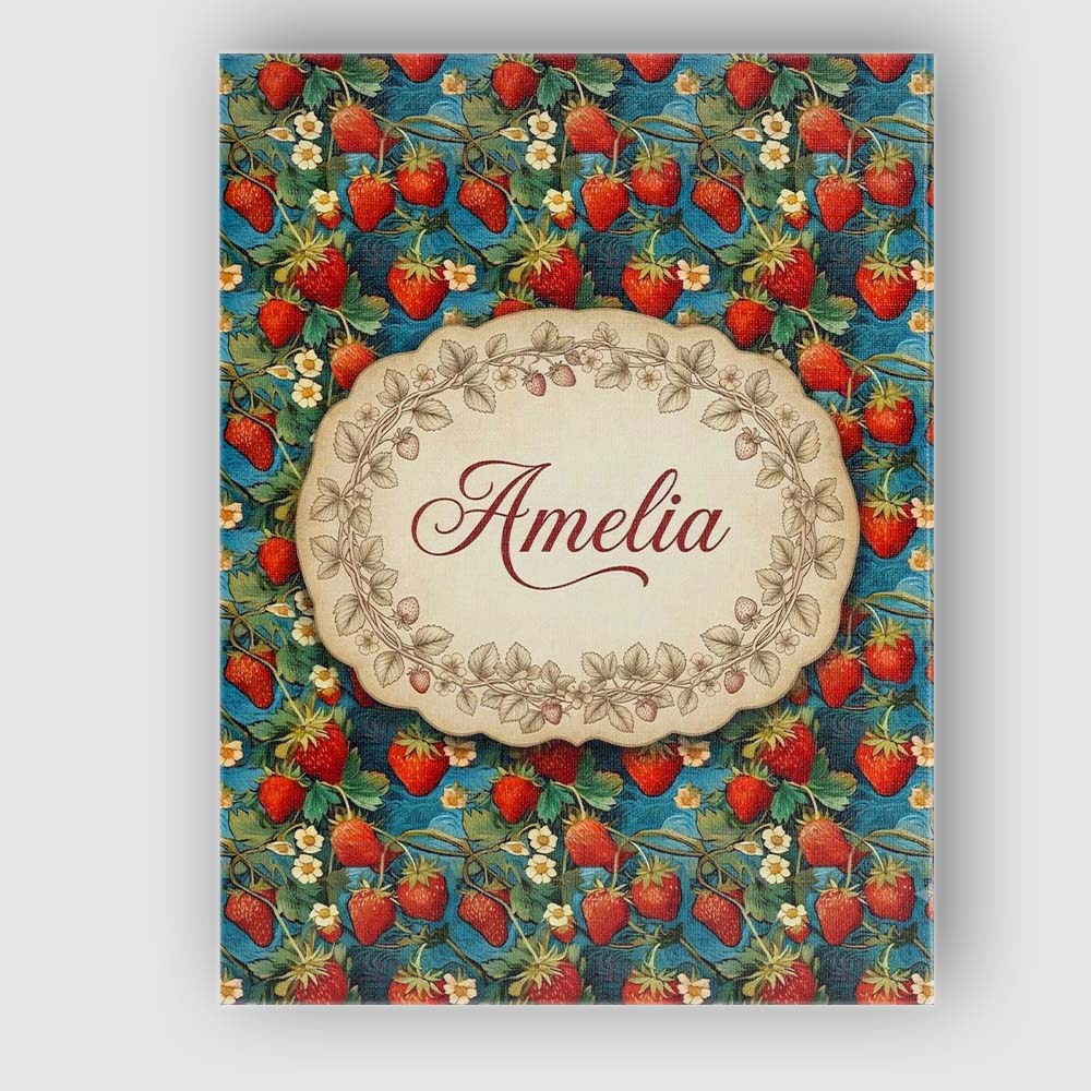 Personalised Name Artistic Strawberry Vine Custom Unique Gift Idea Elegant Feature Canvas Wall Art Print Decor Picture Ready to Hang