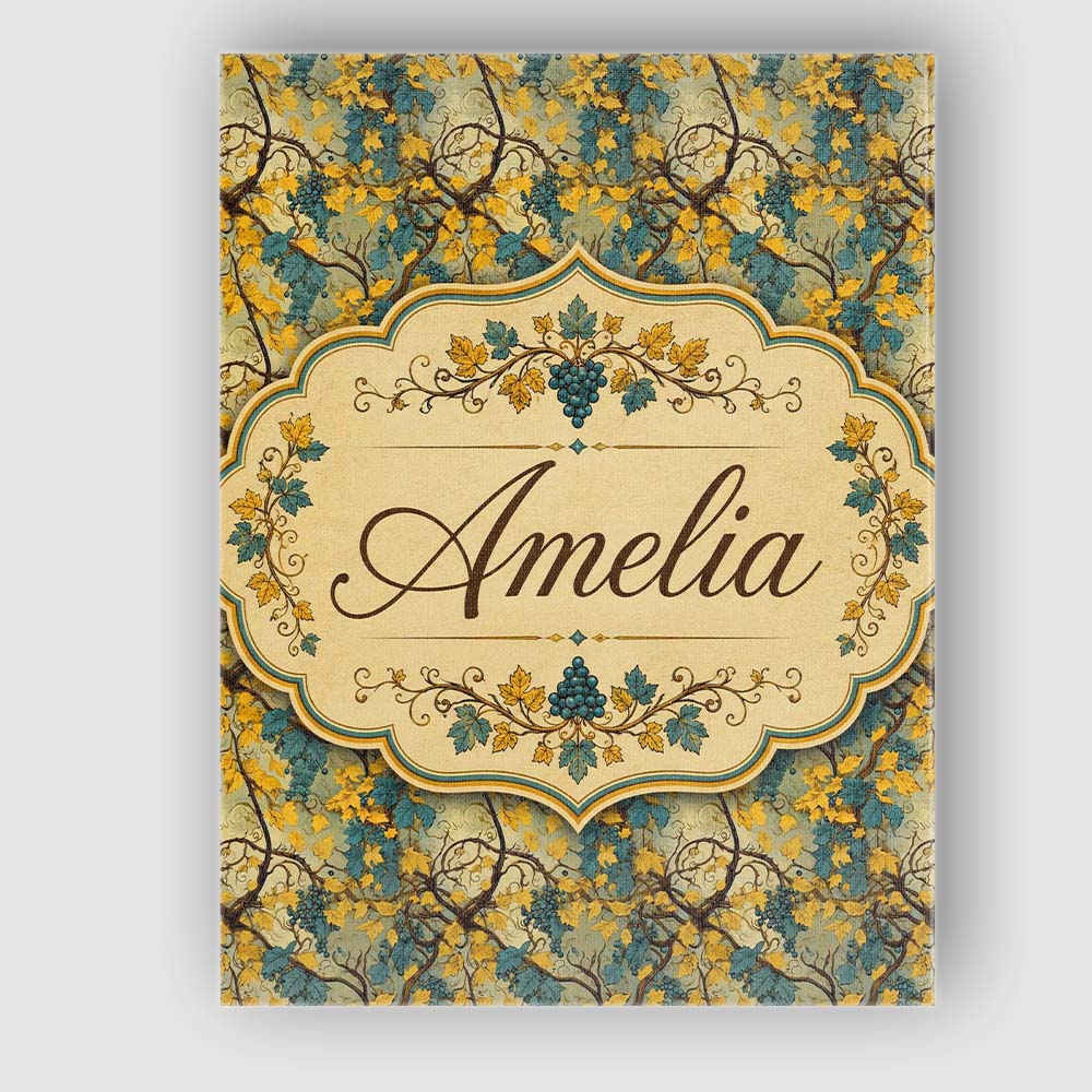 Personalised Name Autumn Yellow Leaf Grape Custom Unique Gift Idea Elegant Feature Canvas Wall Art Print Decor Picture Ready to Hang