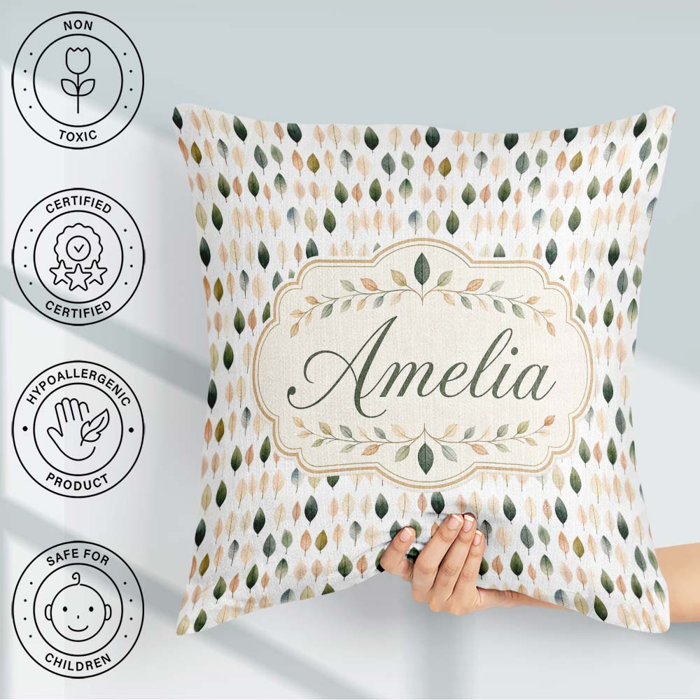 Custom Name Scattered Neutral Tone Elegant Seamless Pattern Name Square Filled Cushion Throw Pillow Sofa Bed Home Decor Zip Washable UK Made